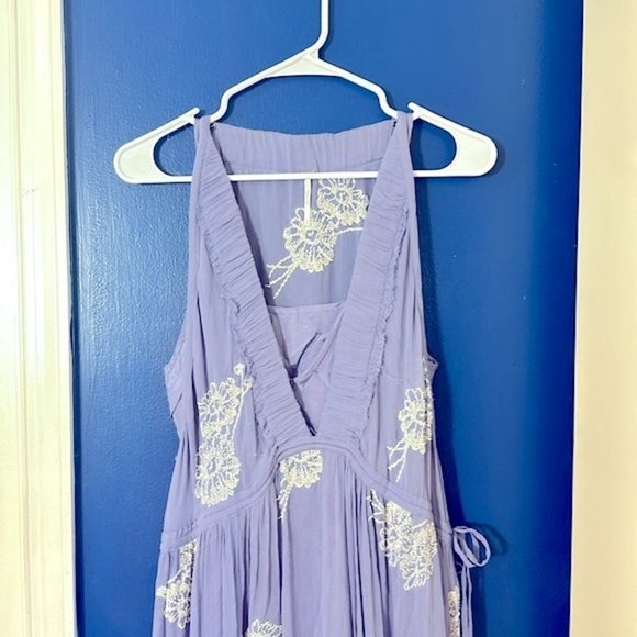 NWOT Women’s Free People RUN AWAY WITH ME EMBROIDERED Dusty Periwinkle Dress - Picture 5 of 11
